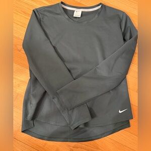 Nike Therma-FIT Long Sleeve Top - Dark Gray and Light Gray Trim